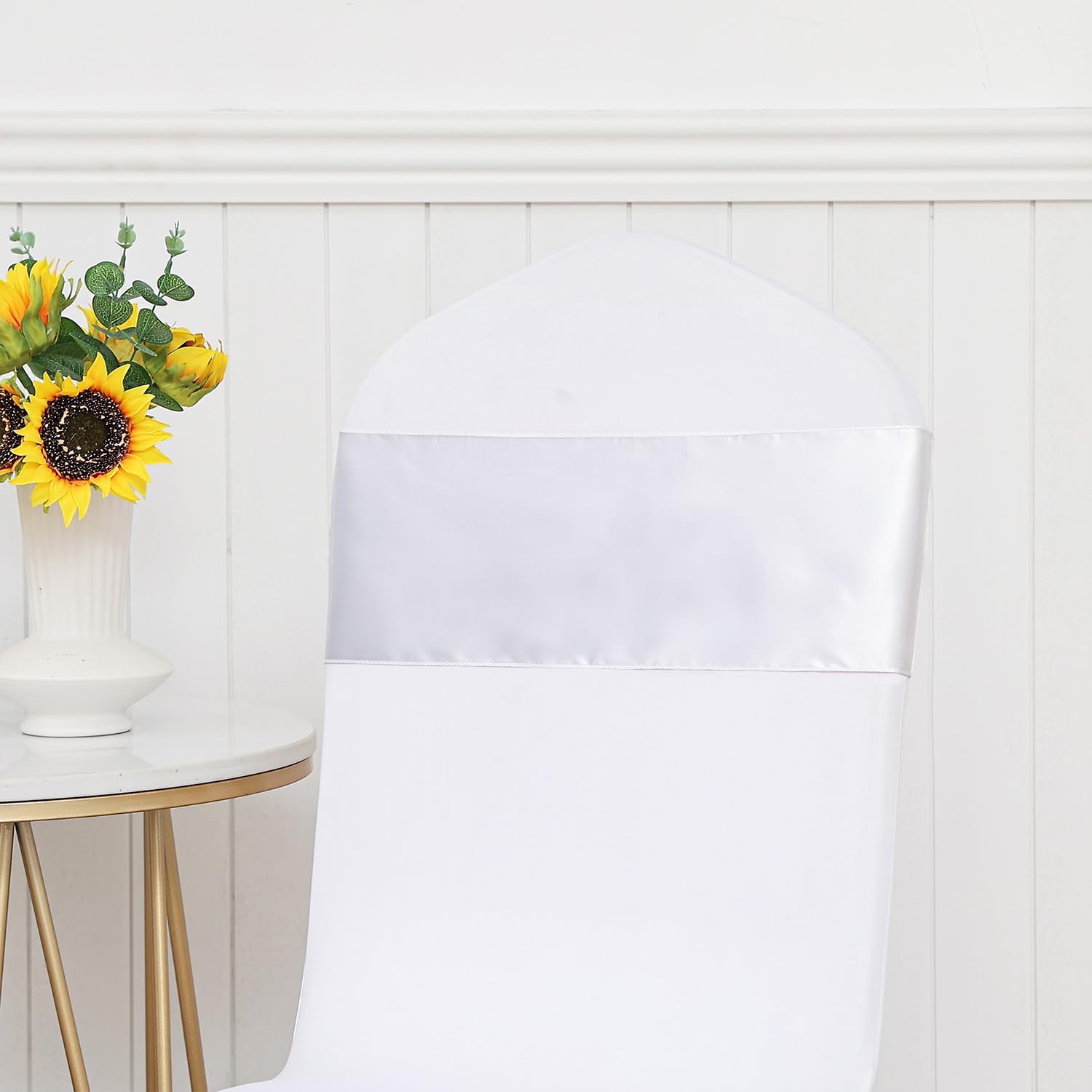 Regine Switzerland Satin White Chair Sashes - 7 X 108 Inch Bows for Weddings & Events | Pack of 50