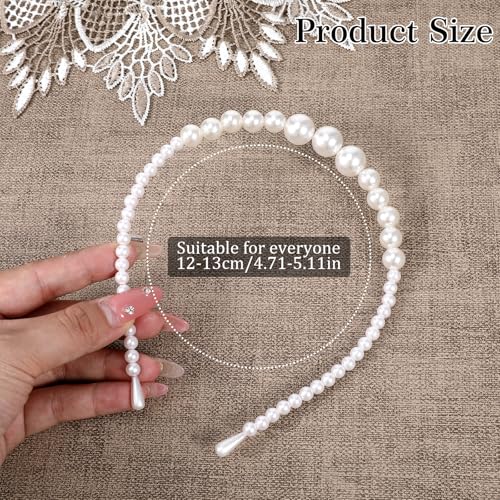 6 Pack Faux Pearl Headbands for Women Wedding Hair Accessories