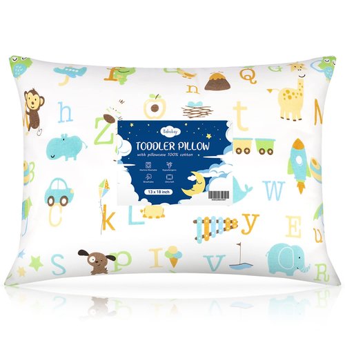 Babebay Toddler Pillow - Soft Cotton, Machine Washable | 13x18 Inch Kids Sleeping Pillow, 1 Pack