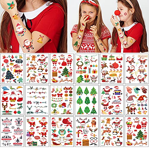 Felico Christmas Temporary Tattoos - 240 Pcs Xmas Party Favors