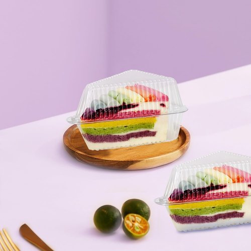 200 Pcs Individual Cake Slice Containers,Clear Pie Slice Containers Plastic Disposable,Cake Slice Boxes For 6”-8” Diameter Cake or Pie Slices, Desserts(4.4 Inches),envases para postres con tapas