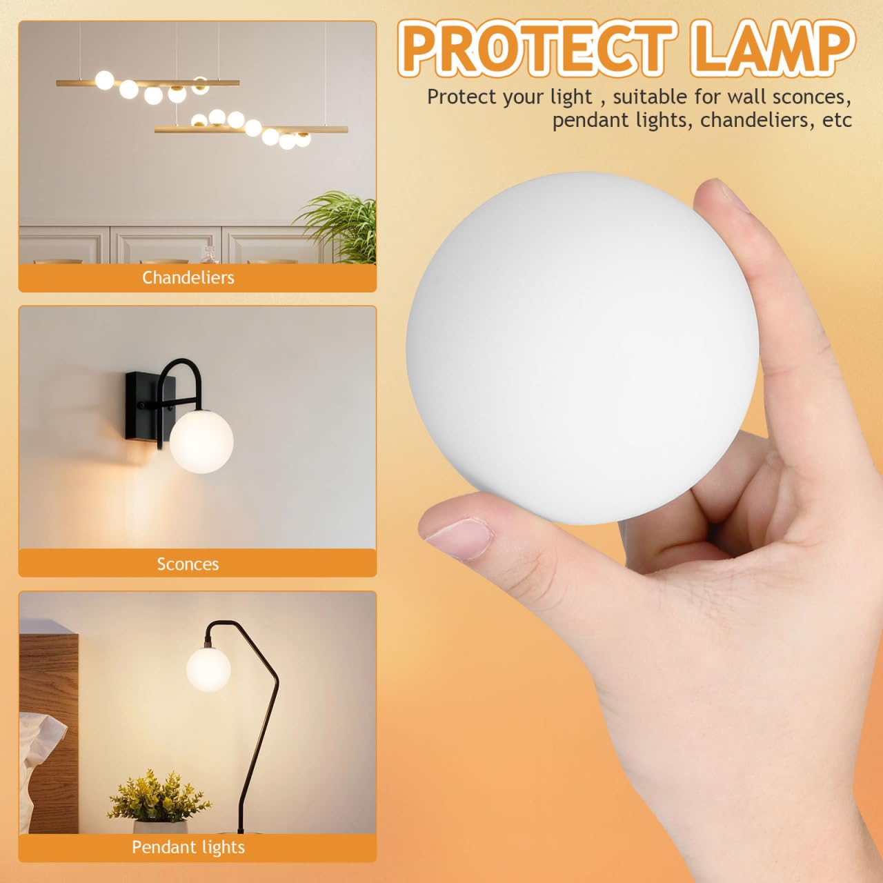 DOITOOL Frosted Glass Globe Lamp Shade for G9 Light Fixtures,Glass Ball Lamp Shades Modern Lamp Shade Replacement for Pendant Light Chandelier