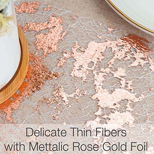 PapaKit Sparkle Metallic Rose Gold Thin Table Runner 11x84 - Pack of 2 for Holidays and Weddings