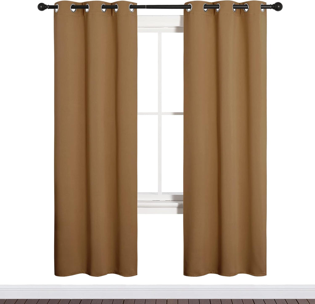 NICETOWN Blackout Curtains - Noise Reducing & Draft Blocking | 72-Inch Length, Gold Brown (2 Panels)