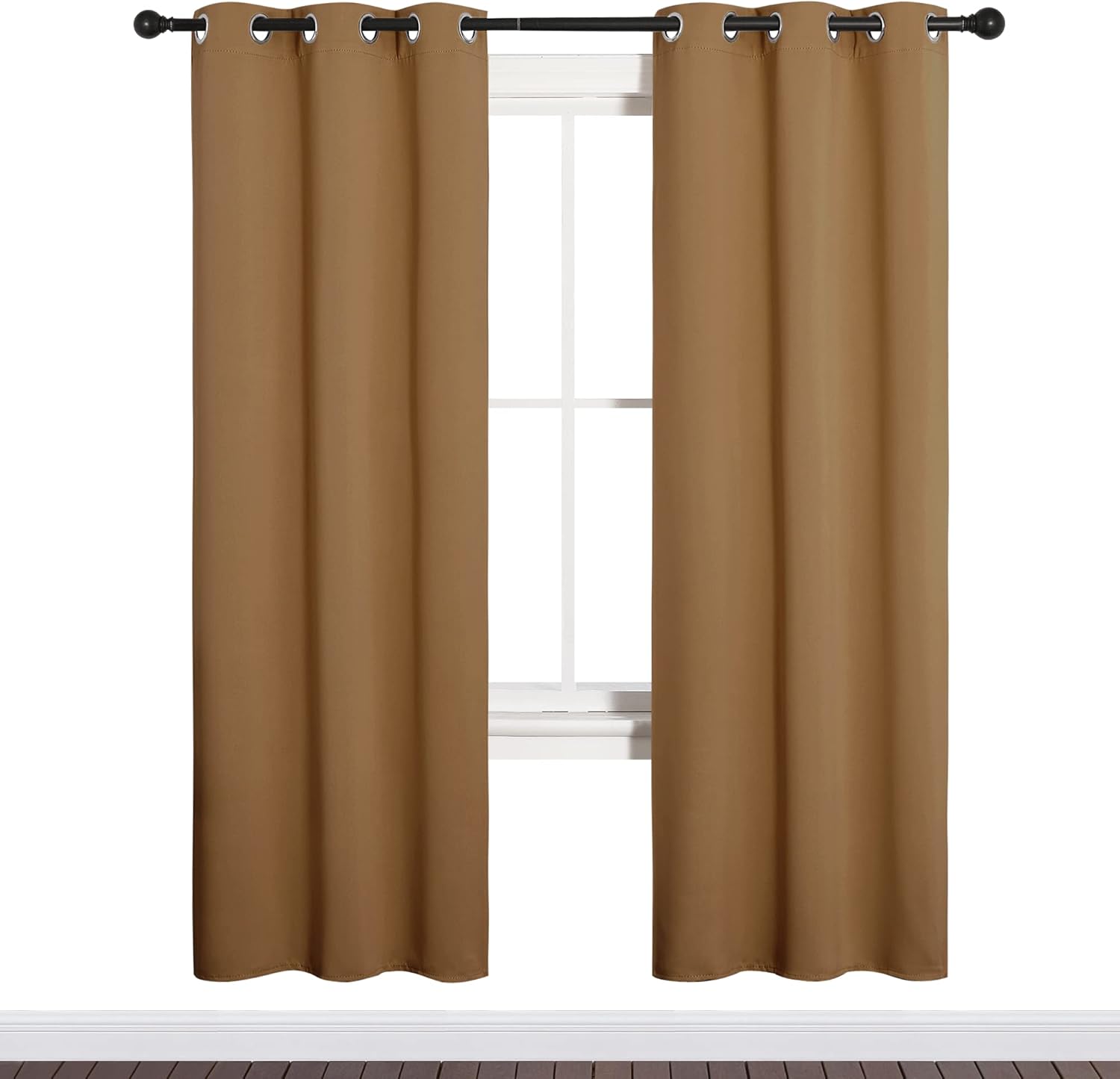 NICETOWN Blackout Curtains - Noise Reducing & Draft Blocking | 72-Inch Length, Gold Brown (2 Panels)