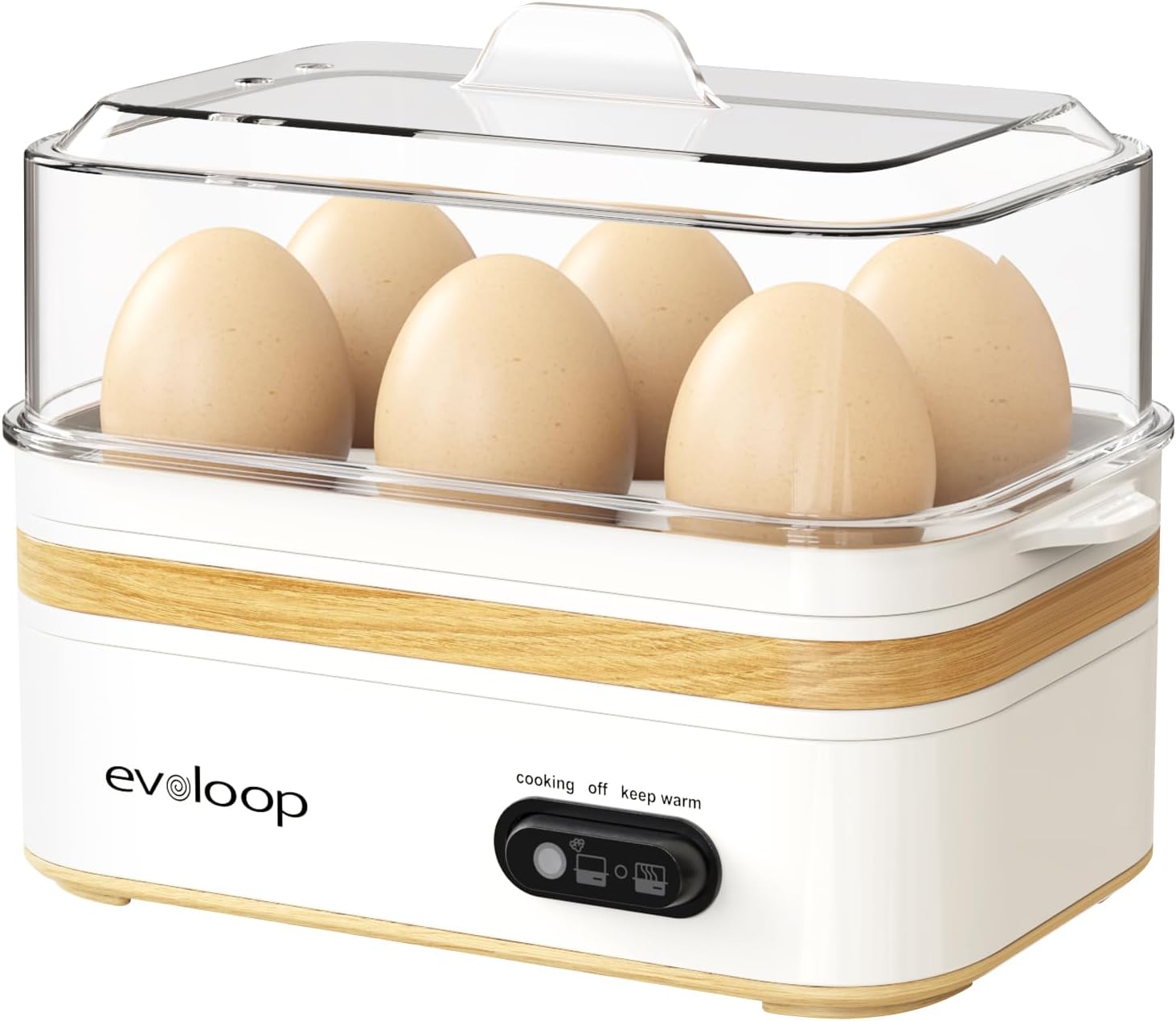 Rapid Egg Cooker - Electric 6-Egg Capacity | Soft, Medium, Hard Boiled & Poached Eggs, Auto Shut-Off, BPA Free - White