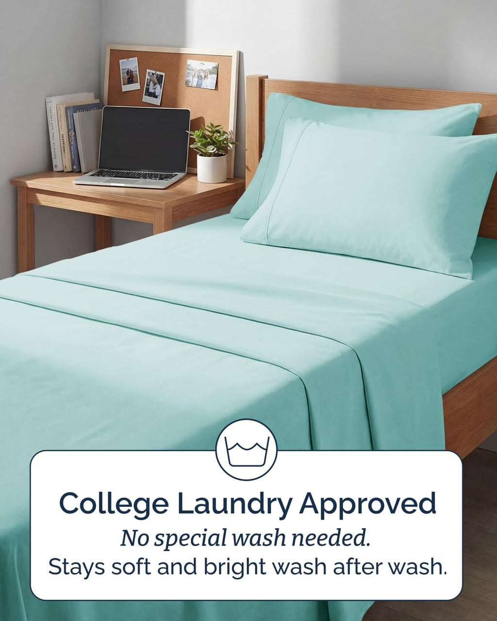 Skiennix Extra Deep Twin XL Sheet Set - 4 Piece Breathable Cooling Sheets - Luxury Hotel Bedding - Soft, Wrinkle-Free Spa Blue