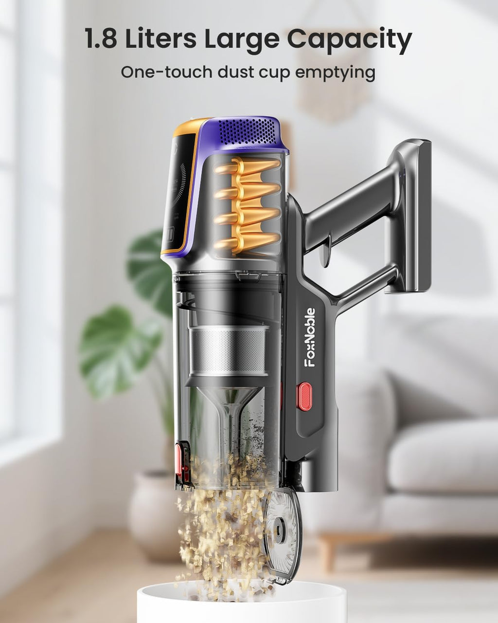 Skiennix Cordless Vacuum Cleaner - 55KPa Suction Power, 65 Minutes Runtime, LED Display | Ideal for Hardwood Floors & Pet Hair