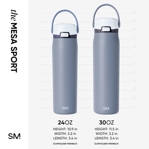 Simple Modern Mesa Sport Water Bottle with Covered Chug Lid | 30oz Cup Holder Friendly Insulated Stainless Steel Bottle for Gym, Sports and Travel | Costal Fog
