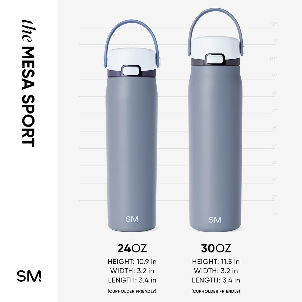 Simple Modern Mesa Sport Water Bottle with Covered Chug Lid | 24oz Cup Holder Friendly Insulated Stainless Steel Bottle for Gym, Sports and Travel | Costal Fog