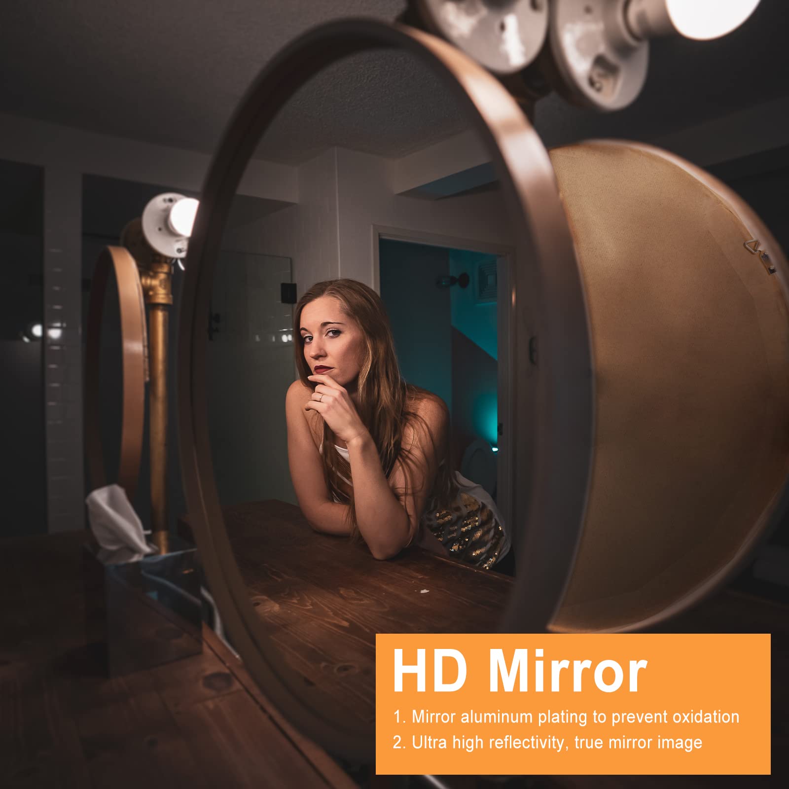 FRUMENSHIP 30 Inch Silver Round Mirror, Circle Wall Mirror with Metal Frame, for Bathroom, Vanity, Bedroom, Living Room, Entrance