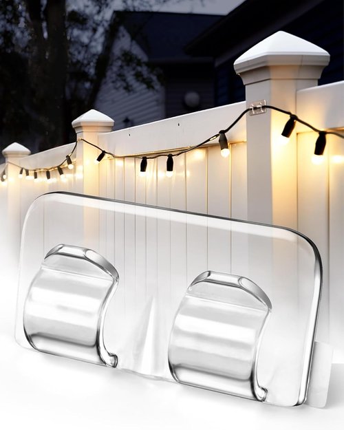 Hetyue Heavy Duty Hooks for Outdoor String Lights - 40Pcs Waterproof Adhesive Clips for Christmas Lighting
