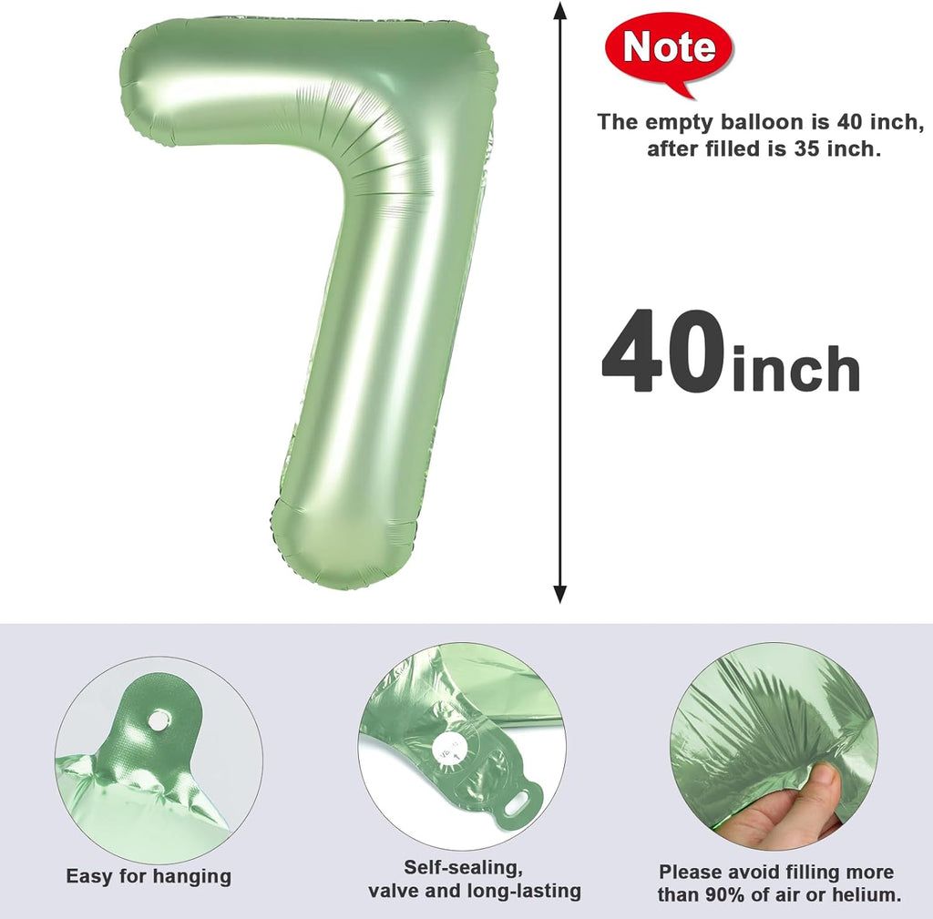 Skiennix 40-Inch Olive Green Balloon Number - Perfect for 7th Birthday, Engagements & Weddings