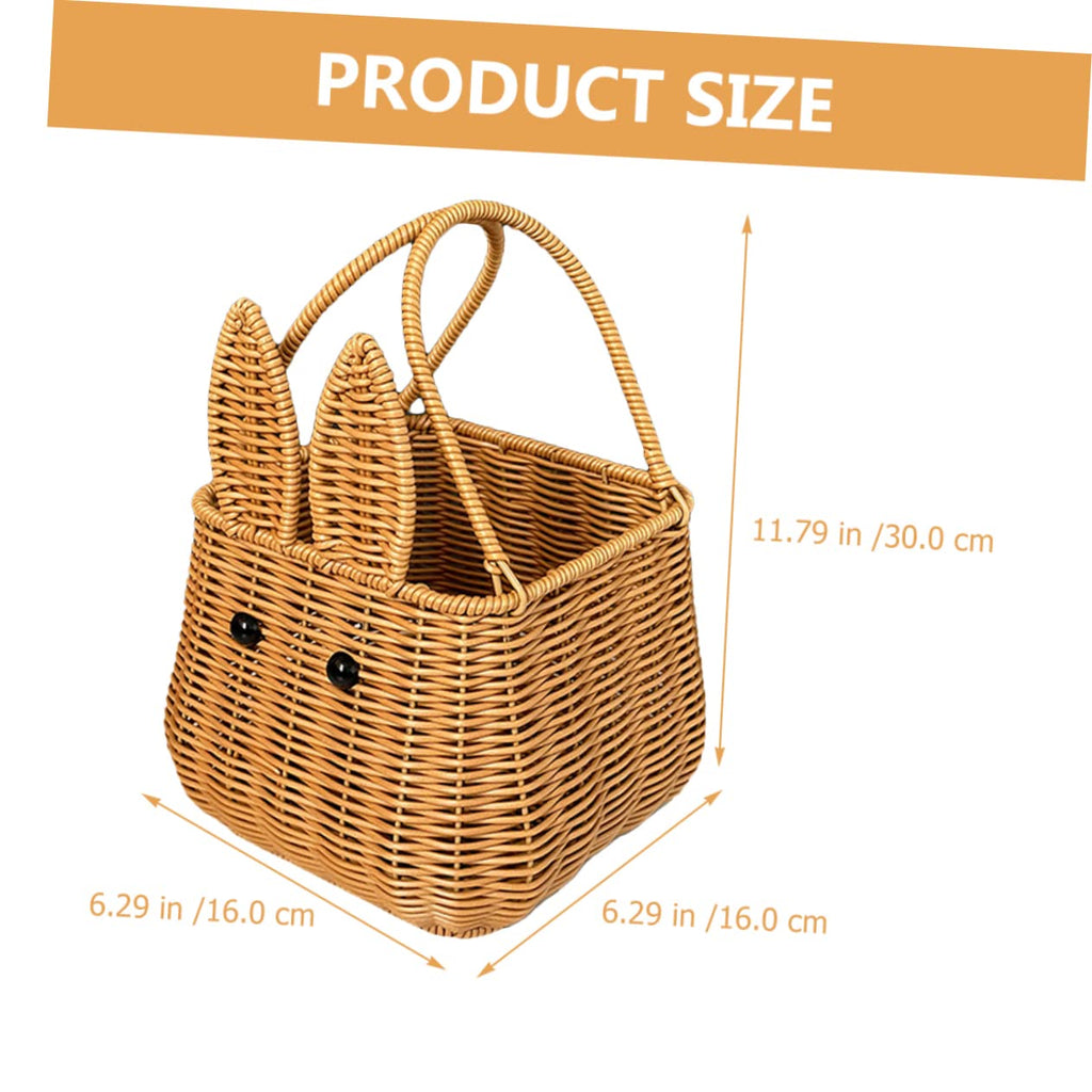 Toyvian Easter Bunny Woven Basket Cute Rabbit Handbasket 6.3In Multi-Purpose Storage Organizer for Home Nursery Picnic and Sundries