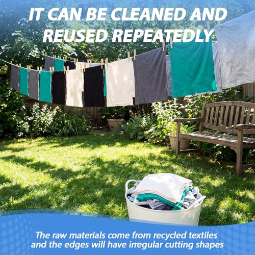 Reusable Cotton Cleaning Rags Set - 1 lb Multi-Color Absorbent Cloths for Home & Auto