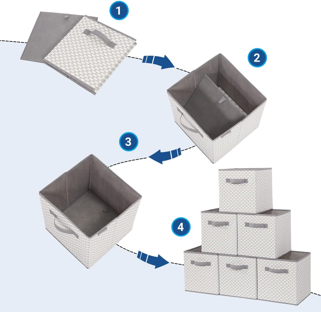 Storage Maniac Storage Cubes - Collapsible Fabric Bins with Handles | 6 Pack, 11 Inch Lattice for Organization