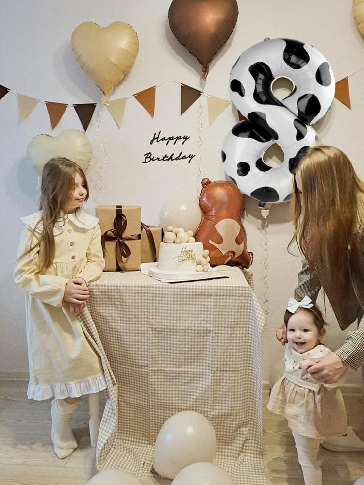 Numbers Balloon - 40 Inch Large White & Black Balloon for 3rd Birthday Party Decor