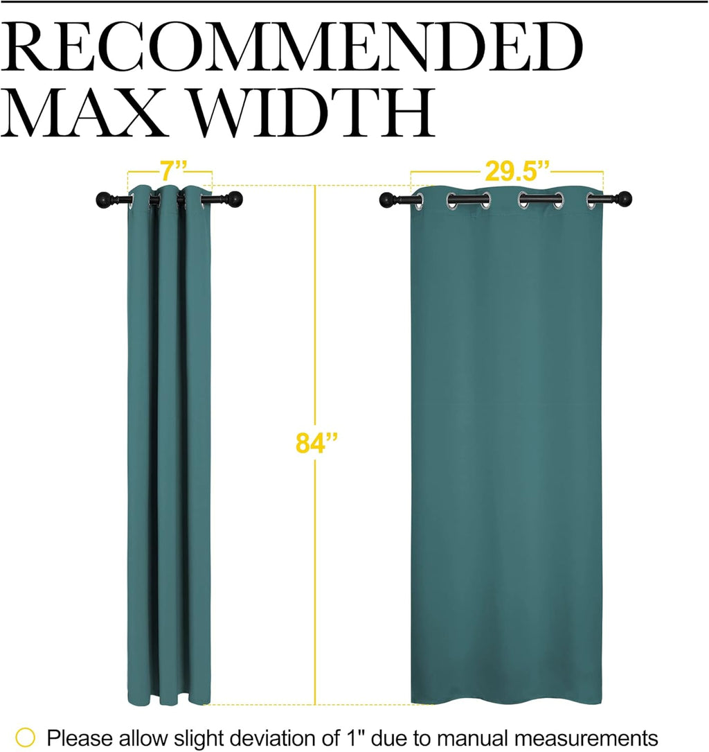 NICETOWN Thermal Blackout Curtain Panels - Insulated Grommet Drapes for Loft Windows | Sea Teal, 34x84" (Pair)