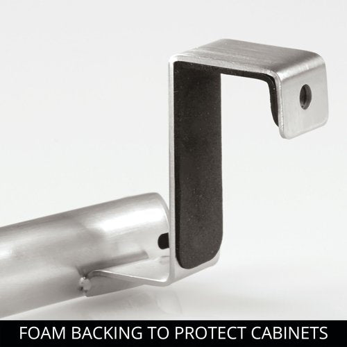 iDesign Axis Curved Over-the-Cabinet Kitchen Bar Holder for Dish and Hand Towels, Pot Holders, 9.75" x 2.75" x 2.5" - Brushed Stainless Steel