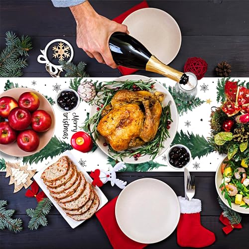 Christmas Table Runner 6 Pack Waterproof Disposable Plastic Holiday Decor 13.78 x 108.27 Inch