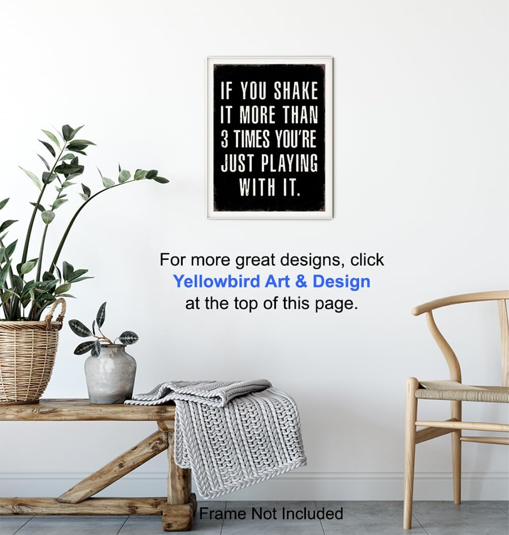 Skiennix Bathroom Wall Decor - Rustic Black Funny Sayings | Cute Sarcastic Gifts for Him - Small Masculine Art Print