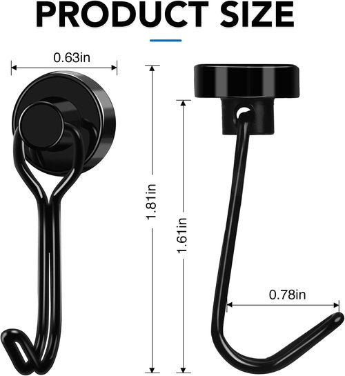LOVIMAG Magnetic Hooks - Heavy Duty 30lbs+ Strength for Kitchen, Classroom & Home | 6 Pack