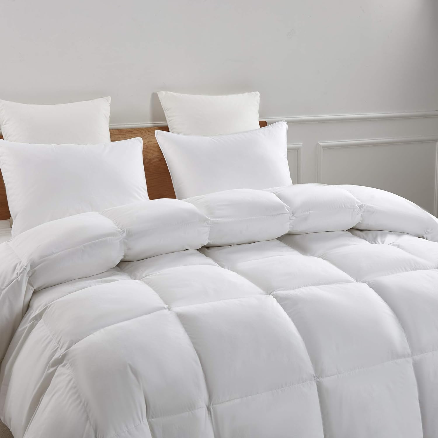 Serta Goose Feather Down Comforter | Queen Size 100% Cotton Duvet Insert - Hypoallergenic Luxury Bedding 90 x 90 Inch White