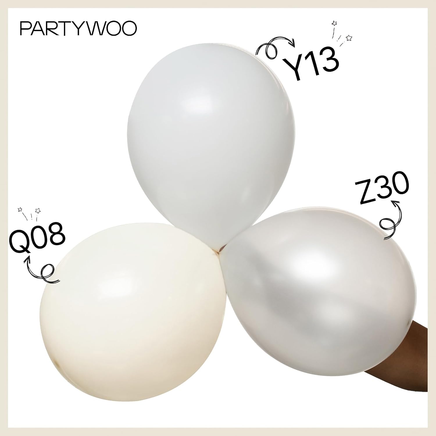 PartyWoo Beige Balloons - 50 Pcs 12 Inch Cream Ivory White for Weddings, Baby Showers & Parties