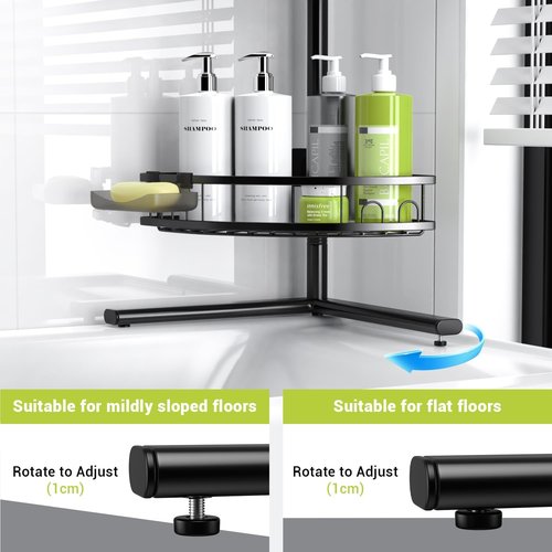 Aitatty Corner Shower Caddy - 4-Tier Rustproof Organizer Shelf for Bathroom | Black Floor Stand