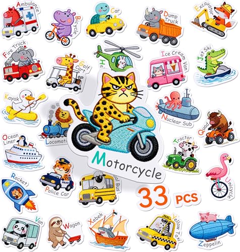 Dohoho 33 PCS Car Window Clings for Kids - Reusable ABC Vehicle Stickers for Cars, Doors, Windows - Classroom & Nursery Decor (Car)
