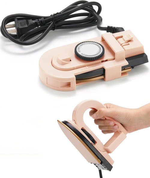 Dual Voltage Travel Iron - Mini 3-Temp Steamless Dry Iron with Non-Stick Soleplate | Ultra-Lightweight 0.8lb (Pink)
