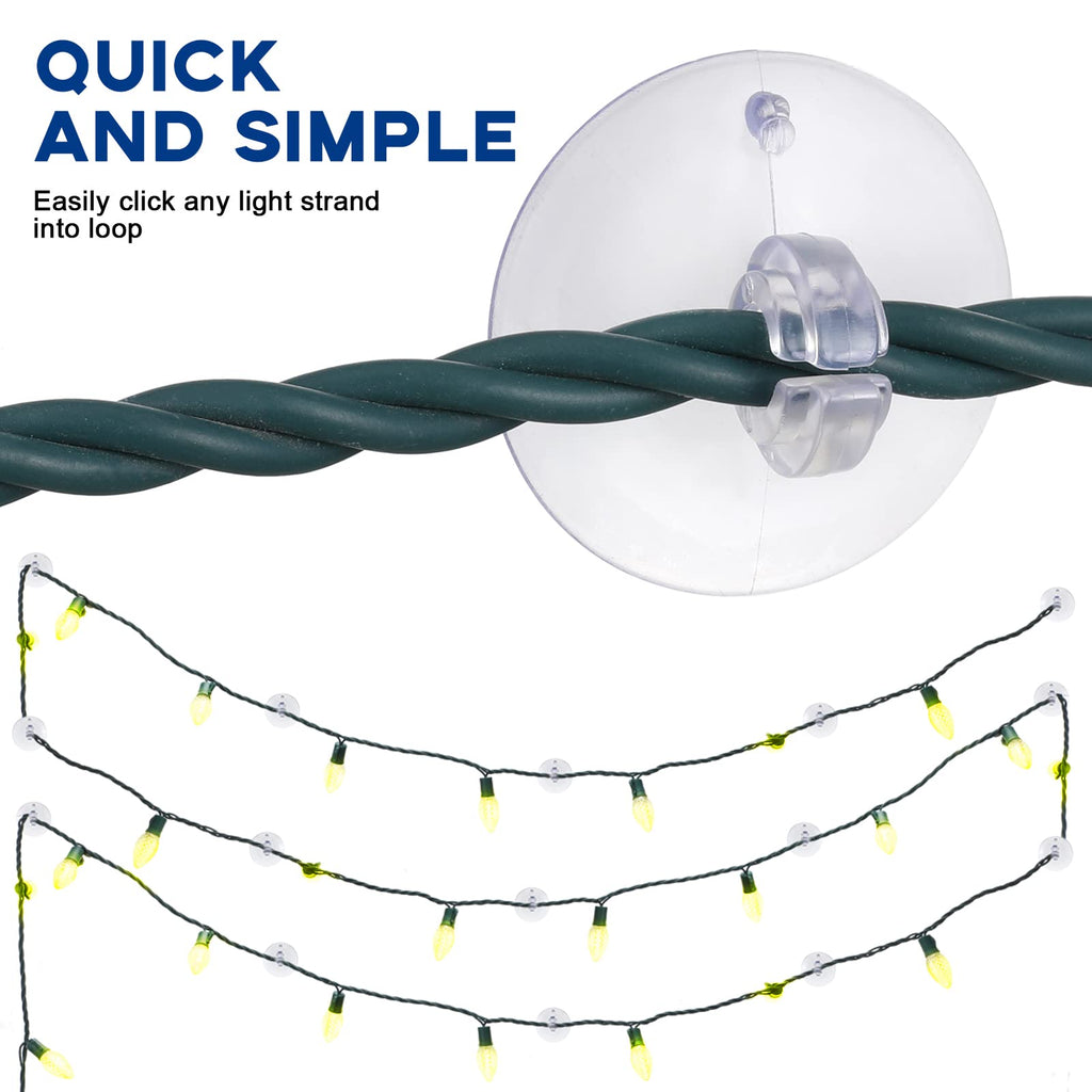 Skyley Christmas Light Holders Mini Hang Christmas Light Clips Suction Cup Clips Shower Suction Cup Hooks Outdoor Seasonal Lighting Hooks for Window Glass Home Bathroom Kitchen(200 Pcs)