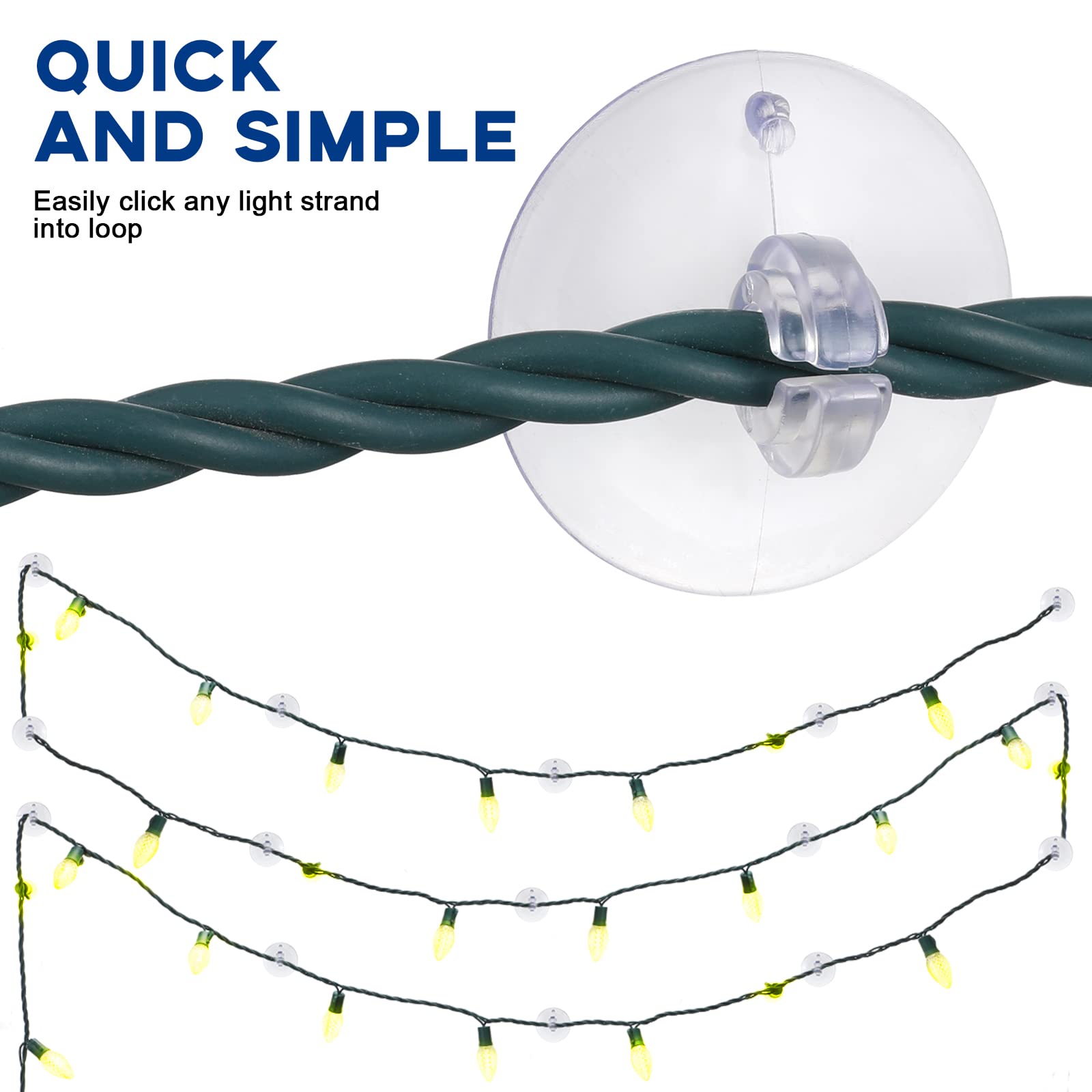 Skyley Christmas Light Holders Mini Hang Christmas Light Clips Suction Cup Clips Shower Suction Cup Hooks Outdoor Seasonal Lighting Hooks for Window Glass Home Bathroom Kitchen(200 Pcs)