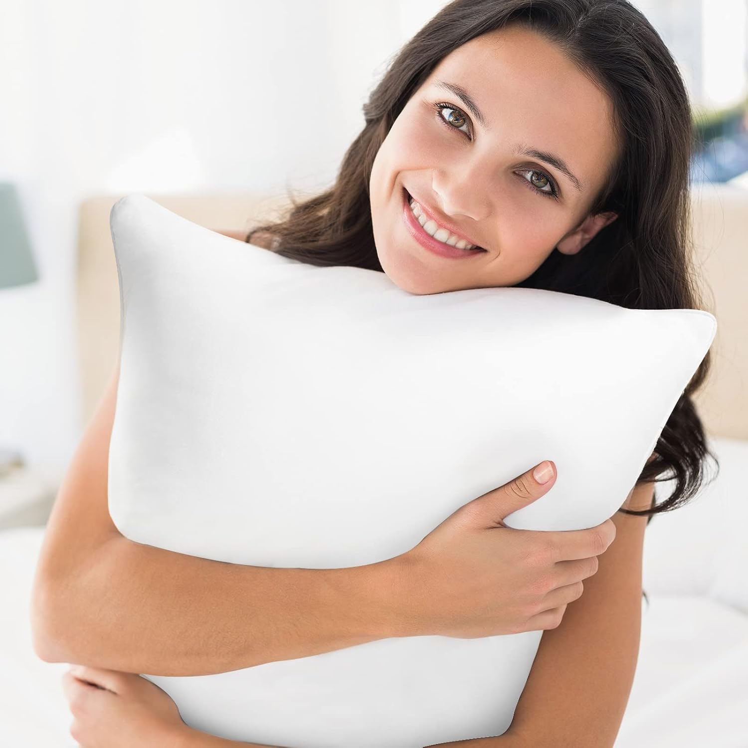 Skiennix Outdoor Throw Pillow Inserts - Waterproof Rectangle Lumbar Cushions | Set of 2, 12 x 20 Inches, White