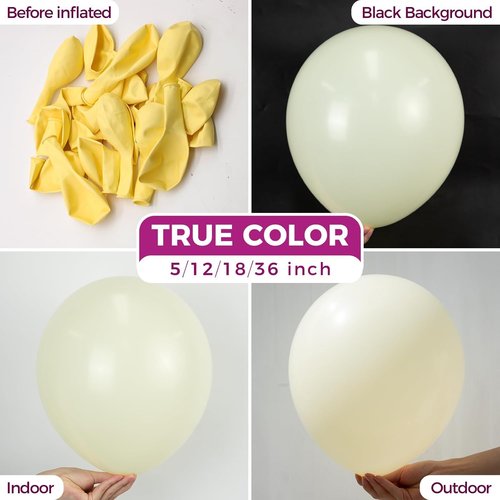 Bezente Pastel Yellow Latex Balloons - 150 Pack of 5-Inch Matte Helium Balloons for Parties