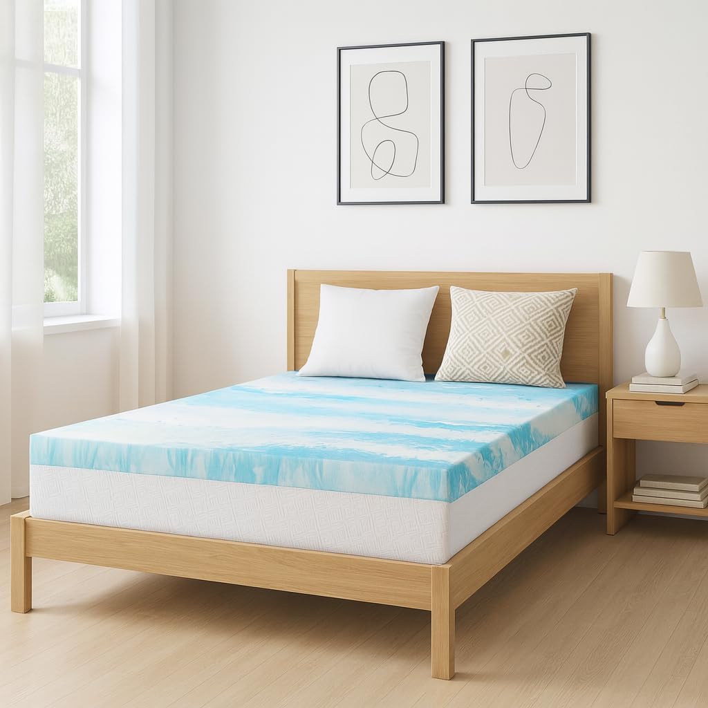 Skiennix Memory Foam Mattress Topper - 3 Inch Gel Infused Pressure Relief Pad for Twin Beds