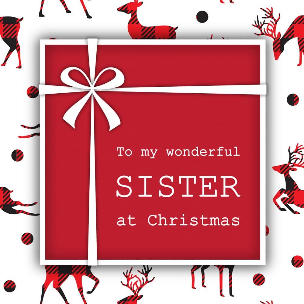 Prime Greetings Christmas Card For Sister - Eco-Friendly Thick Card Stock | 5in x 7.75in with Premium Envelope