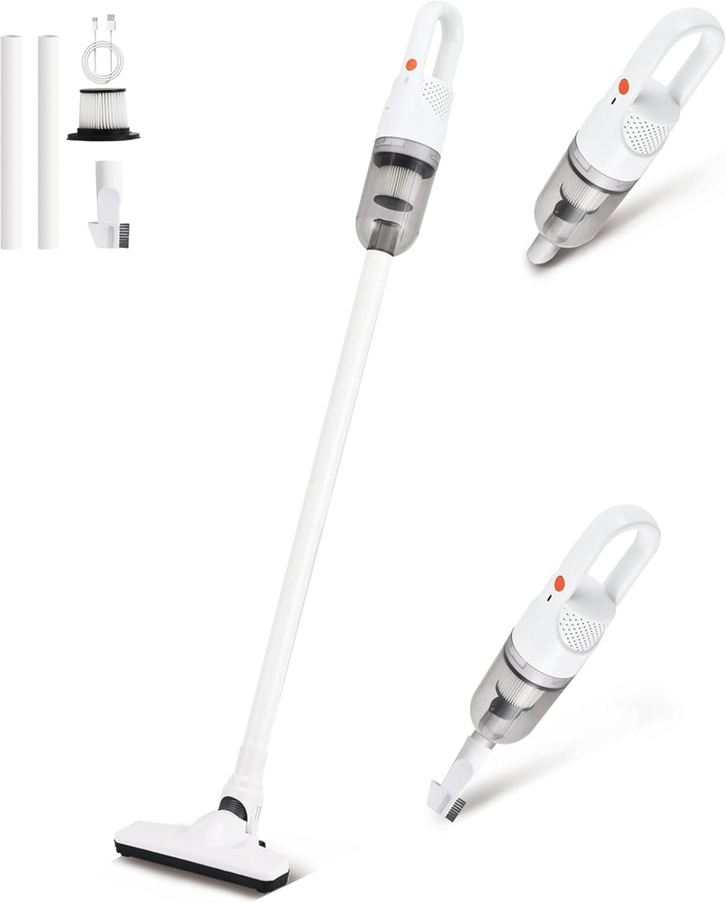 Skiennix 6-in-1 Lightweight Stick Vacuum Cleaner - 100W Powerful Motor for Hard Floors & Carpets (Silver Cordless)