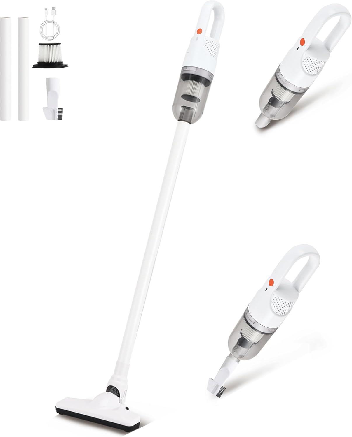 Skiennix 6-in-1 Lightweight Stick Vacuum Cleaner - 100W Powerful Motor for Hard Floors & Carpets (Silver Cordless)