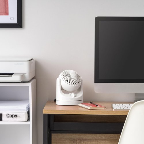 IRIS USA WOOZOO Desk Fan - Oscillating Air Circulator with 3 Speeds & 112° Adjustable Tilt | Quiet 27db Motor, White