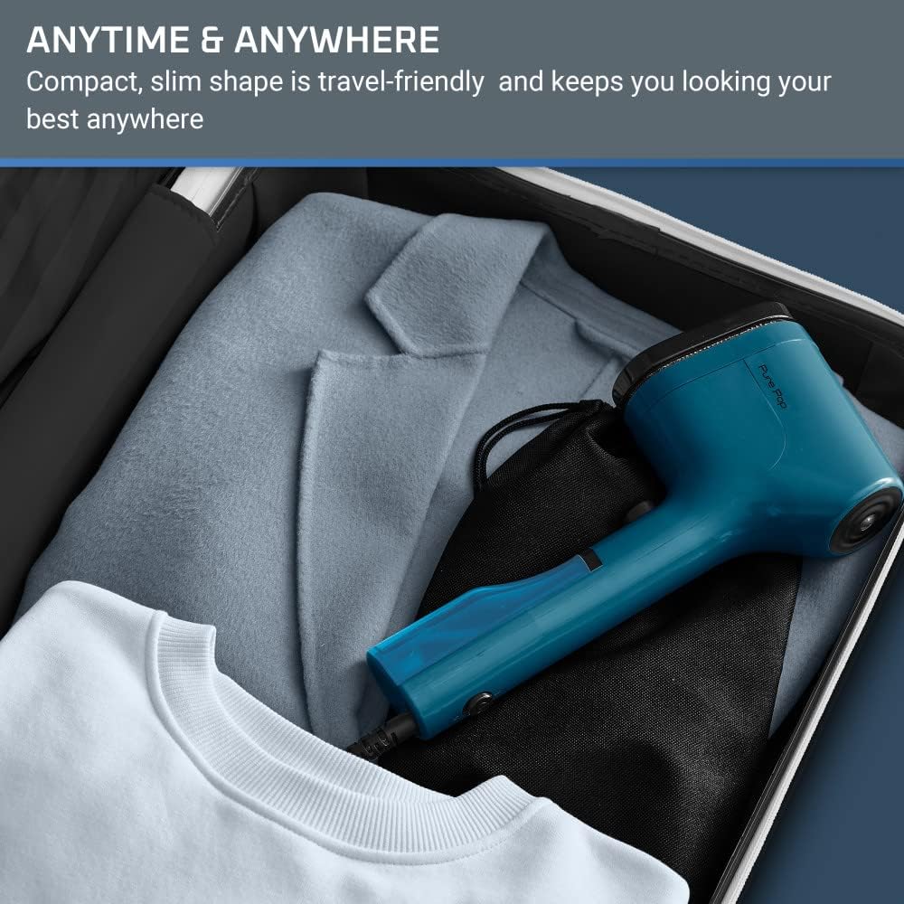 Rowenta PurePop Handheld Steamer - Fast 15-Second Heat-Up | 2.3 Oz Capacity, Portable Travel Essential in Blue