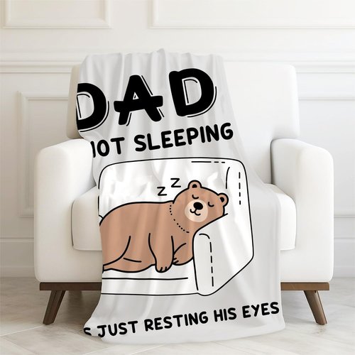 CosxHabitat Funny Bear Dad Blanket, Dad Gifts from Daughter Son Kids, Father Gifts for Birthday Christmas Throw Blankets for Sofa Couch Bedroom Living Room Home Decor, 50x60 Inches