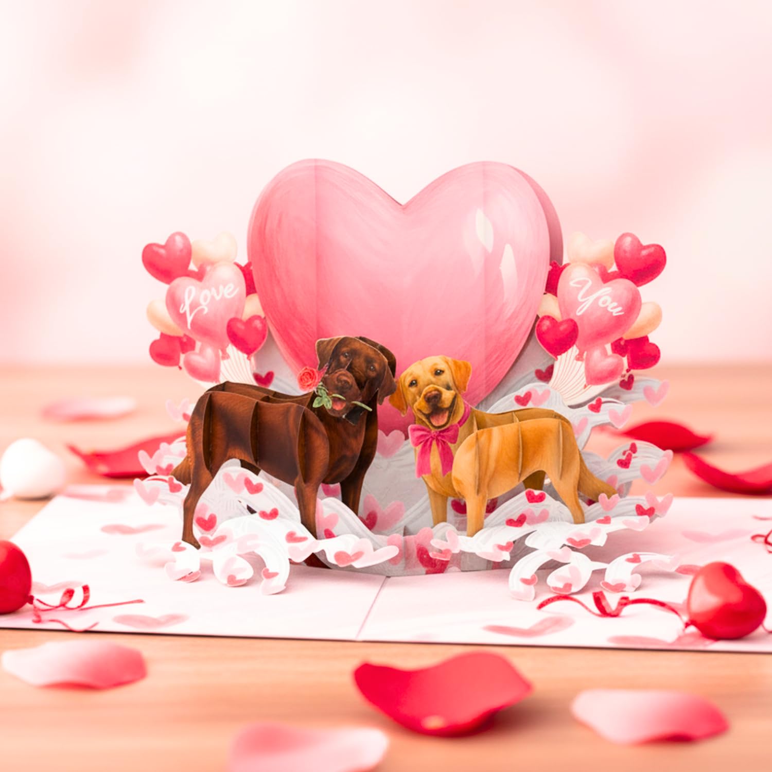 HEARTAGS- Pop Up Valentines Card, 3D Couple Dog Valentines Day Card For Wife, Husband, Him, Her, Girlfriend, Boyfriend, Adults | 6x8 in Romantic Dog Valentine Cards Pop Up With Envelope
