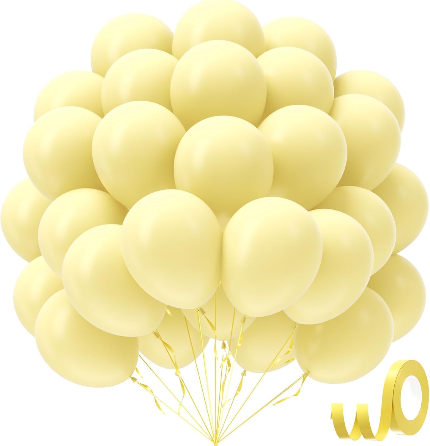 Pastel Yellow Balloons - 12-Inch Light Yellow Latex Balloons | 50-Pack for Gender Reveal & Baby Shower Decor