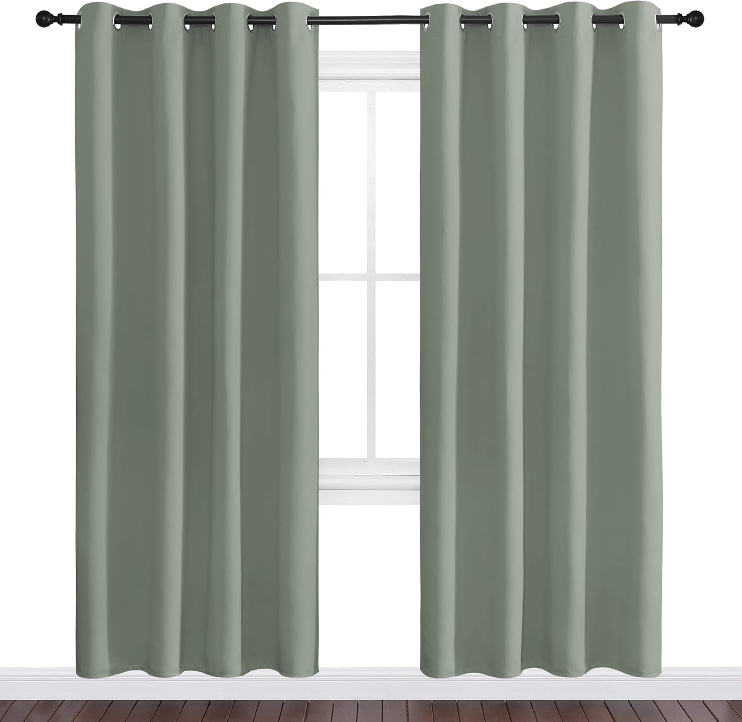 NICETOWN Greyish Green Blackout Curtains - 78" Long | Sound Reducing & Energy Efficient | 55" Wide, 2 Panels