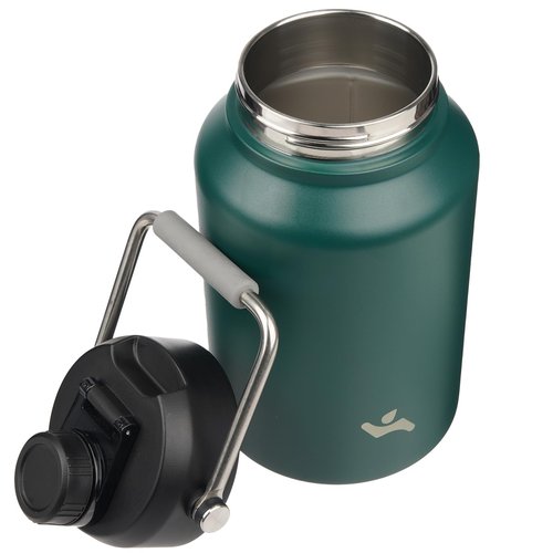 Konokyo 1 Gallon Jug with Handle,128 oz Insulated Water Bottle with Carrying Pouch, Double Wall Vacuum Stainless Steel Metal Bottle,Dark Green