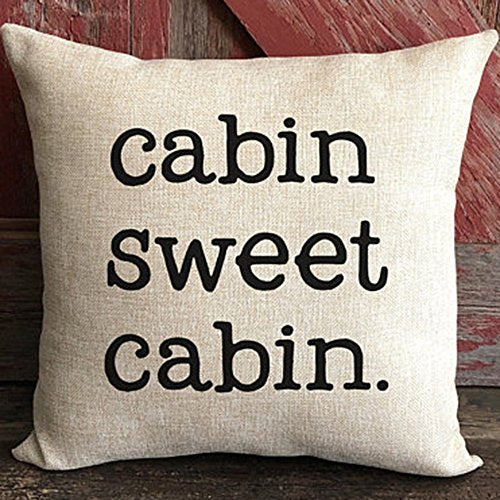Rustic Cabin Throw Pillow Cover 18x18, Farmhouse Lake House Decor