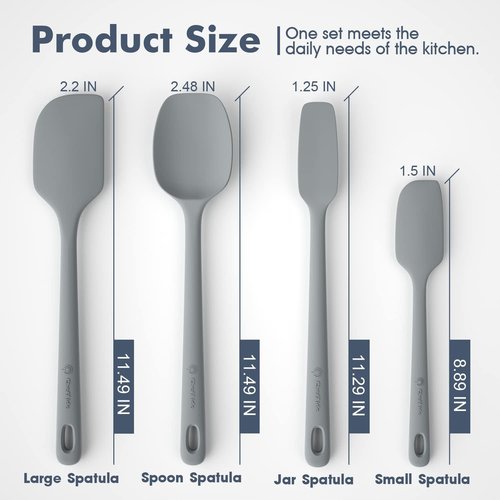 ChefAide Silicone Spatula Set - 4 Pieces, Ergonomic Heat-Resistant Design for Nonstick Cookware