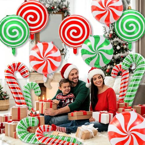 Red Candy Christmas Decorations Set with Balloons for Holiday Party