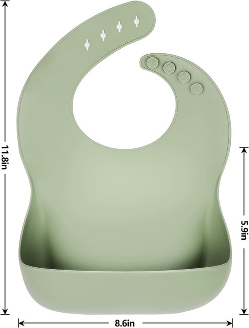 Eascrozn Silicone Bibs - Set of 3 BPA-Free, Soft & Adjustable Waterproof Feeding Bibs for Babies